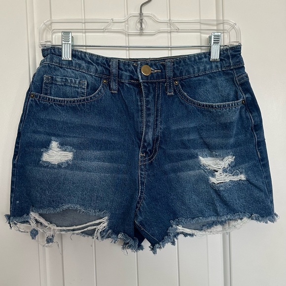 Fashion Nova Pants - Women’s Blue Distressed Jean Shorts